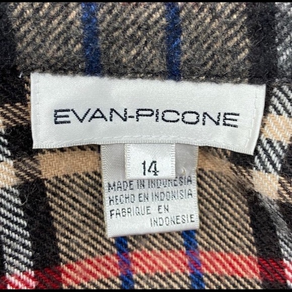 Evan Picone Plaid Jacket Snap Buttons Closure Size 14 - Picture 6 of 7